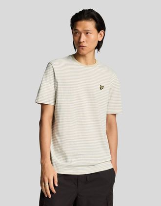 Lyle & Scott Lyle And Scott Mens Linen Blend Breton Stripe T-Shirt - White - Size: 34