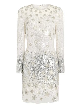 Jenny Packham Abito corto Alexis con paillettes - Argento