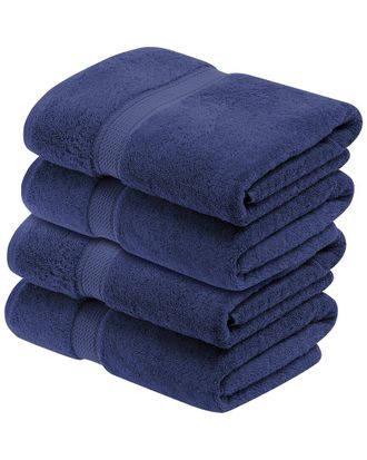 Superior Set Of 4 Egyptian Cotton Plush Heavyweight Absorbent Luxury Soft Bath Towels