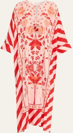 Verandah Peonies Studded Batwing Kaftan