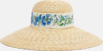 Ferragamo Scarf-detail raffia sun hat