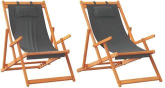 vidaXL Sedie da Spiaggia Pieghevoli 2 pz in Tessuto Grigio - Vidaxl