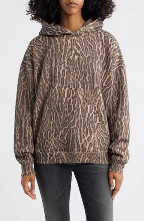 AFRM Blake Cotton Hoodie in Olive Leopard at Nordstrom Rack, Size X-Small