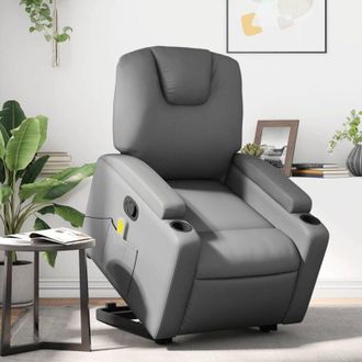 vidaXL vidaXL Poltrona Alzapersona Reclinabile Massaggio Grigio Similpelle