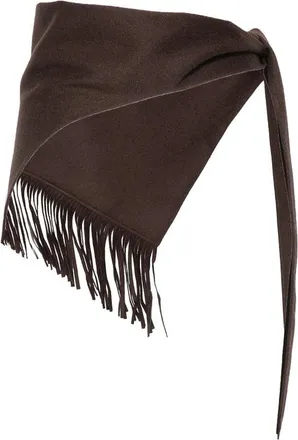 Carven Fringed Wool Scarf - Brown