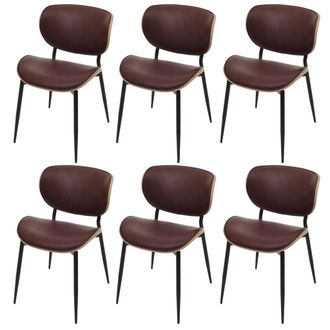 Hhg Hhg - Nunca Usado] Juego De 6 Sillas De Comedor 233, Silla, Madera Curvada Imitaci&oacute;n Cuero 280g/m&sup2; Oeko-tex Mvg, Natural, Marr&oacute;n Vintage