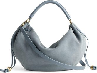 Madewell The Camren Gathered Suede Shoulder Bag in Serene Blue at Nordstrom