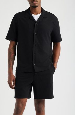 Open Edit Knit Camp Shirt in Black at Nordstrom, Size Xx-Large