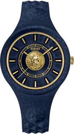 Versus Versace Fire Island Lion Glitter Blue Dial Silicone Strap Watch, 39mm at Nordstrom