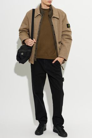 Stone Island Insulated Jacket With Logo Patch, Mens, Brown