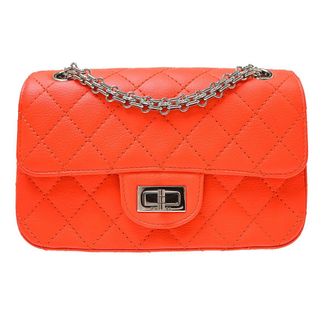 Chanel So Black Reissue 2.55 Flap Quilted Aged Calfskin Orange Leather Handbag (Pre-Owned)
