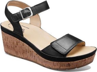 Samuel Hubbard Portola Two-Strap Wedge Sandal in Black Leather/Black Leather at Nordstrom, Size 10.5