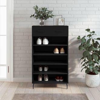 vidaXL Zapatero Madera De Ingenier&iacute;a Negro 60x35x105 Cm Vidaxl