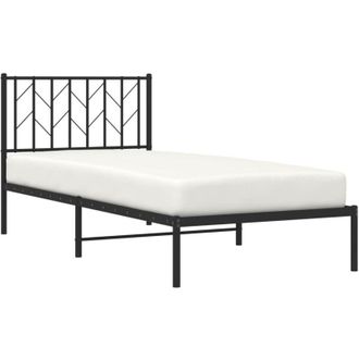 vidaXL Estructura Cama Sin Colch&oacute;n Con Cabecero Metal Negro 90x190 Cm Vidaxl