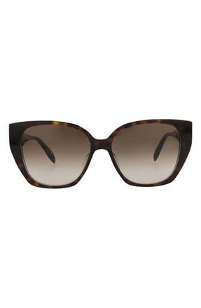 Alexander McQueen 58mm Oversize Cat Eye Sunglasses in Havana Havana Brown at Nordstrom Rack