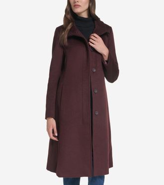 Cole Haan Womens Stand Collar Wool Coat - Red Size 14