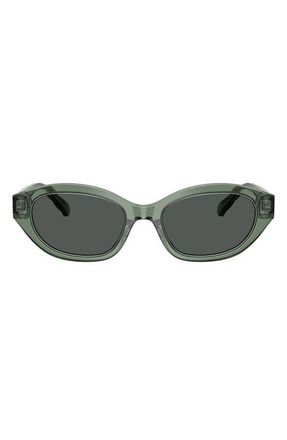 Tory Burch 52mm Polarized Irregular Sunglasses in Transparent Sage /Dark Grey at Nordstrom