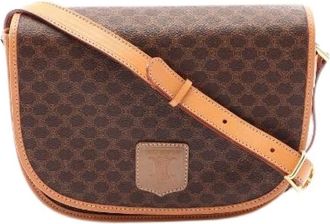 Celine Pre-owned Macadam Coated Canvas Leather Shoulder Bag - Dames - Vintage Schoudertas - Bruin - ONE Size - Leer - Vintage