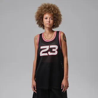 Nike Jordan Womens Jordan Brooklyn Jersey in Black | IF1366-010
