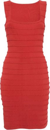 Alaia Abito smanicato con finitura in rilievo - Rosso