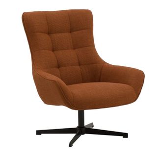 Konte Design Sill&oacute;n giratorio de tela terracota y base de metal negro