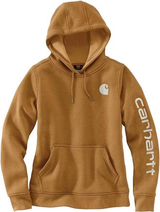 Carhartt Work in Progress Clarksburg Hoodie Womens Brown Graphic Fleece Pullover Cozy POSH293