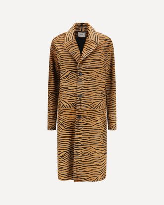Fendi Cappotto in pelle effetto cavallino con stampa tigrata Woman 42