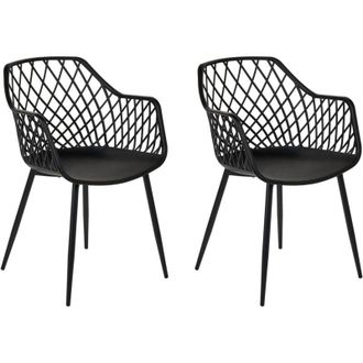 Beliani Beliani - Set of 2 Dining Chairs Synthetic Seat Metal Legs Black Nashua ii
