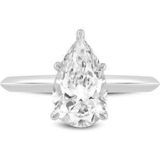 LuvMyJewelry Jana 14K White Gold Pear Lab Grown Diamond Solitaire Engagement Ring - 1 Ct at Nordstrom, Size 8