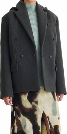 Nanushka Brione Hooded Blazer In Charcoal Grey