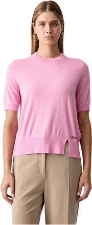 Liu Jo Pullover met ronde hals en korte mouwen - Dames - Truien - Roze - Maat: S Wol