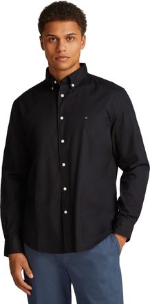 Tommy Hilfiger Mens CORE Flex POPLIN Solid RF Shirt MW0MW39988 L/S Shirt, Black, XXL