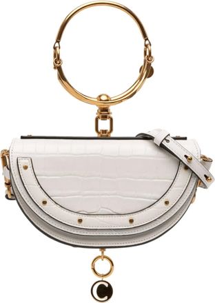 Chlo&eacute; Borsa a tracolla Nile mini in pelle di vitello goffrata effetto coccodrillo 2010-2025 - Bianco