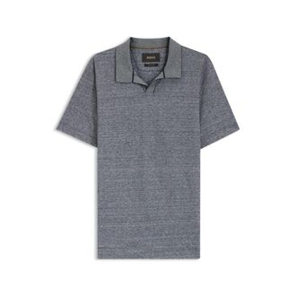 BOSS Cotton-linen polo shirt with Johnny collar
