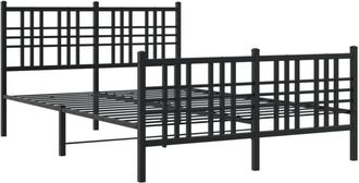 vidaXL Metal Bed Frame without Mattress with Footboard Black 120x200cm Vidaxl