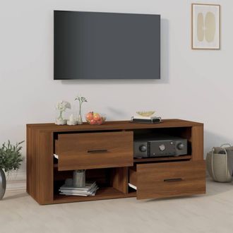 Berkfield Home TV Cabinet Brown Oak 100x35x40 cm Engineered Wood | Size: 100 x 35 x 40 cm