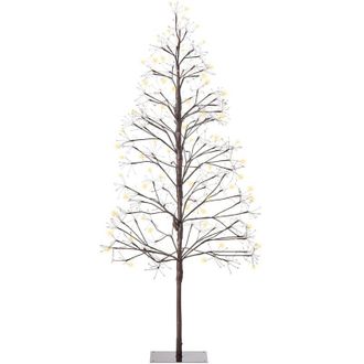 Beliani Albero di Natale artificiale per esterni e interni 9 tipi di luci LED Stile moderno per interni Pre-illuminato 150 cm Marrone Lonkari