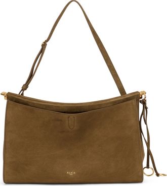 Alaia Womens Shoulder Bag Le Click Nubuck Brown Calfskin Handbags Hand