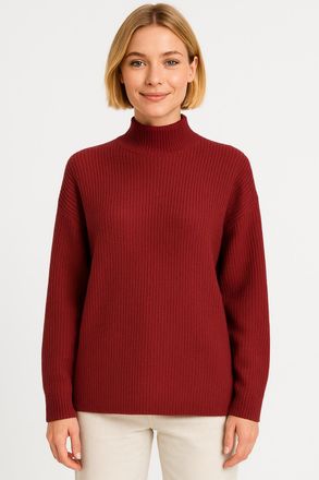 Only Strickpullover ONLY ONLKATIA LS RIB HIGHNECK CC KNT, Damen, Gr. XL, rot (cabernet), Strick, Obermaterial: 50% Viskose, 27% Nylon, 23% Polyester, unifa