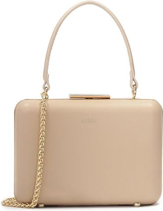 Kazar Stevige doos tas bedekt met leer - Dames - Clutches - Beige - ONE Size - Leer - Tassen