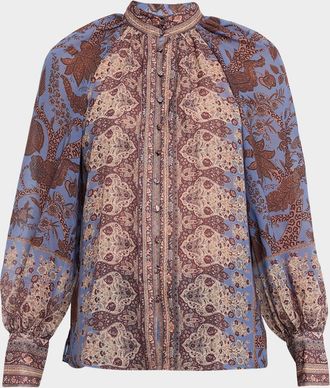 Kobi Halperin Solace Ruched Floral-Print Blouse