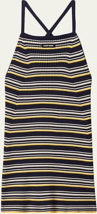 Miu Miu Striped Rib Strappy Backless Mini Dress