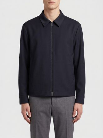 HUGO BOSS Virgin Wool Shirt Jacket with Classic Collar and Zip Closure