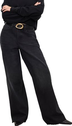 Good American Good Ease Wide Leg Jeans in Black324 at Nordstrom Rack, Size 2P