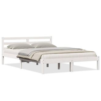 Berkfield Home White Bed Frame with Headboard White 140x220 cm Solid Wood Pine