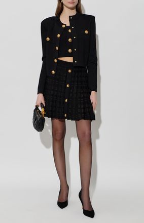 Balmain Short Spaghetti Strap Top, Womens, Black