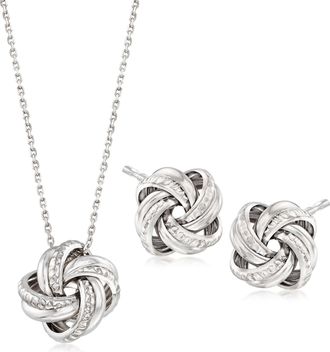 Ross-Simons Italian Sterling Silver Jewelry Set: Love Knot Necklace and Earrings