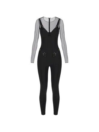 Elisabetta Franchi Tulen jumpsuit - Zwart