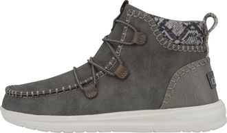 HeyDude Hey Dude Adult Eloise Schwarz, Recycled Leather Granite Grey, 4 UK