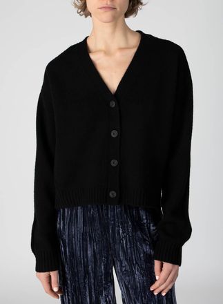 ATM Anthony Thomas Melillo Womens Merino Wool Blend Long Sleeve Cardigan In Black